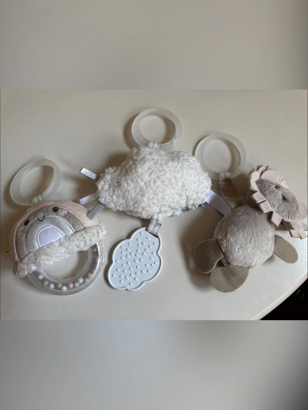 Pottery Barn Kids Hanging Baby Sensory Toys in Gray and Pink